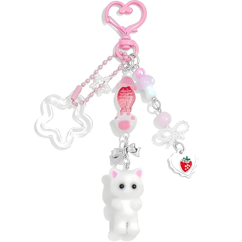 ZORBES® Cute Pink Keychain,Cat Keychain Aesthetic Y2K KeychainStylish Keychains ZORBES® Cute Pink Keychain,Cat Keychain Aesthetic Y2K KeychainStylish Keychains